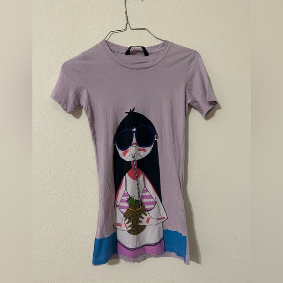 Marc by Marc Jacobs Beach Pineapple Girl T-Shirt Lavender Graphic Women's Sz  Xs - Picture 1 of 8